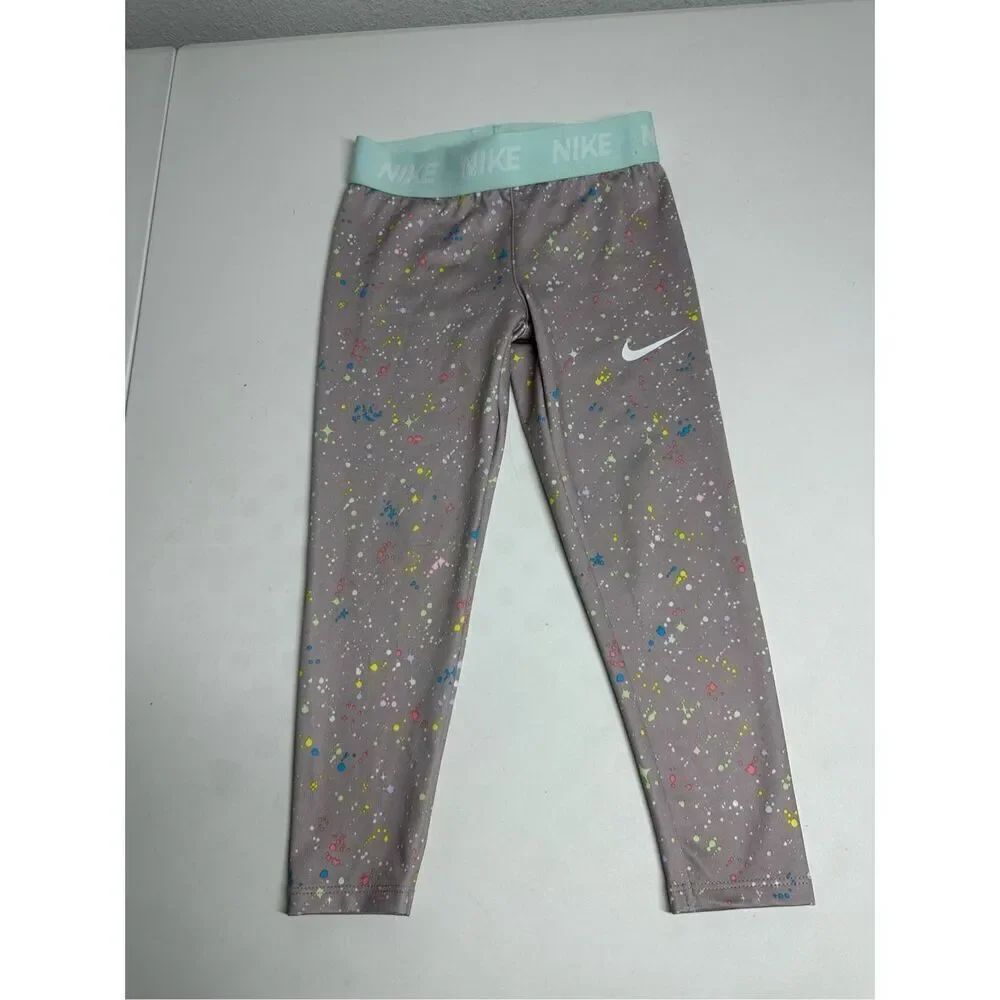 Nike Girls Dri-FIT Pro Warm Printed Tights Grey Small 4-5Y See Description